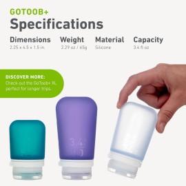 humangear GoToob+ 3-Pack (Large) | Refillable Silicone Travel Bottle | Locking Lid | Food-Safe Material, Clear/Green/Blue, Large (3.4 fl.oz.; 100ml) humangear GoToob+ 3-Pack (Large) | Refillable Silicone Travel Bottle | Locking Lid | Food-Safe Material, Clear/Green/Blue, Large (3.4 fl.oz.; 100ml)