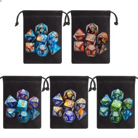 CiaraQ Polyhedral Dice Set (35 Pieces) with Black Pouches, 5 Complete Double-Colors Dice Sets of D4 D6 D8 D10 D% D12 D20 Compatible with Dungeons and Dragons DND RPG MTG Table Games CiaraQ Polyhedral Dice Set (35 Pieces) with Black Pouches, 5 Complete Double-Colors Dice Sets of D4 D6 D8 D10 D% D12 D20 Compatible with Dungeons and Dragons DND RPG MTG Table Games