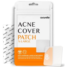 AVARELLE Acne Patches XL, FSA HSA Acne Cover Patch Large | Pimple Patches for Face Cheek & Nose (8 Count) | Large Hydrocolloid Acne Treatment with Tea Tree, Calendula, & Cica