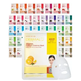 DERMAL 39 Combo Pack A Collagen Essence Korean Face Mask - Hydrating & Soothing Facial Mask with Panthenol - Hypoallergenic Self Care Sheet Mask for All Skin Types - Natural Home Spa Treatment Masks