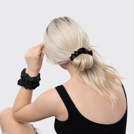 Kitsch Satin Scrunchies for Women - No Crease Hair Ties for Girls | Scrunchies For All Hair Types and Textures, Perfect for Day or Night - 5 Pcs, Black Kitsch Satin Scrunchies for Women - No Crease Hair Ties for Girls | Scrunchies For All Hair Types and Textures, Perfect for Day or Night - 5 Pcs, Black