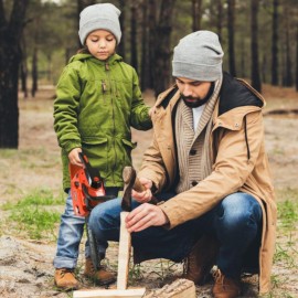 Toy Chainsaw for Boys and Girls- Outdoor Power Tool for Pretend Play-Battery Powered with Pull Cord, Rotating Chain and Realistic Sounds by Hey! Play! , Orange