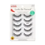 KISS Looks So Natural False Eyelashes Multipack, Lightweight & Comfortable, Tapered End Technology, Reusable, Cruelty-Free, Contact Lens Friendly, Style \'Shy\', 5 Pairs Fake Eyelashes