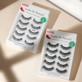 KISS Looks So Natural False Eyelashes Multipack, Lightweight & Comfortable, Tapered End Technology, Reusable, Cruelty-Free, Contact Lens Friendly, Style \'Shy\', 5 Pairs Fake Eyelashes KISS Looks So Natural False Eyelashes Multipack, Lightweight & Comfortable, Tapered End Technology, Reusable, Cruelty-Free, Contact Lens Friendly, Style \'Shy\', 5 Pairs Fake Eyelashes