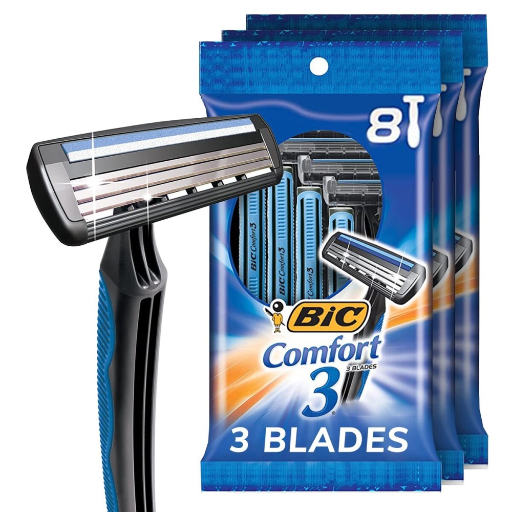 BIC Comfort 3 Disposable Razors, Long-Lasting 3-Blade Razors for Men, Perfect razors Designed for Smooth and Comfortable Shave, 24-Count BIC Comfort 3 Disposable Razors, Long-Lasting 3-Blade Razors for Men, Perfect razors Designed for Smooth and Comfortable Shave, 24-Count