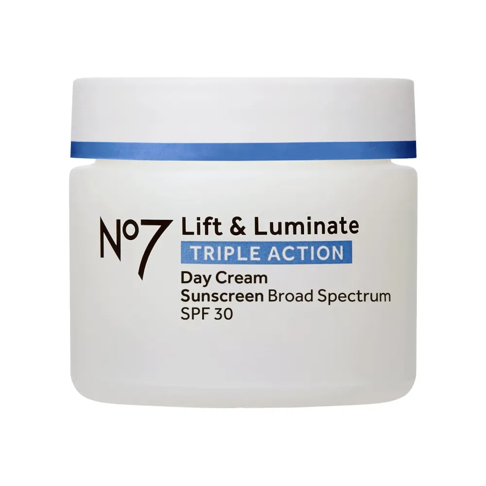 No7 Lift & Luminate Triple Action Day Cream - Anti-Aging Face Cream SPF 30, Hyaluronic Acid & Vitamin C - Visibly Firms Skin for Healthy Looking Radiance - Suitable for Sensitive Skin (1.69 Fl Oz) No7 Lift & Luminate Triple Action Day Cream - Anti-Aging Face Cream SPF 30, Hyaluronic Acid & Vitamin C - Visibly Firms Skin for Healthy Looking Radiance - Suitable for Sensitive Skin (1.69 Fl Oz)