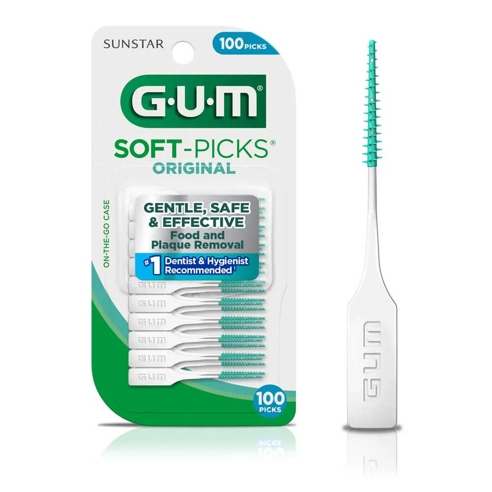 GUM Soft-Picks Original, Easy to Use Dental Picks for Teeth Cleaning and Gum Health, Disposable Interdental Brushes with Convenient Carry Case, Dentist Recommended Dental Picks, 100ct GUM Soft-Picks Original, Easy to Use Dental Picks for Teeth Cleaning and Gum Health, Disposable Interdental Brushes with Convenient Carry Case, Dentist Recommended Dental Picks, 100ct