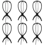 DANSEE 6 Pack Short Wig Stand Portable Wig Holder for multiple Wigs and Hats, 14.2 Inches Travel Wig Stand(Black)