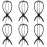 DANSEE 6 Pack Short Wig Stand Portable Wig Holder for multiple Wigs and Hats, 14.2 Inches Travel Wig Stand(Black)