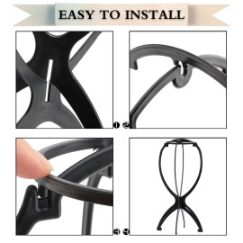 DANSEE 6 Pack Short Wig Stand Portable Wig Holder for multiple Wigs and Hats, 14.2 Inches Travel Wig Stand(Black) DANSEE 6 Pack Short Wig Stand Portable Wig Holder for multiple Wigs and Hats, 14.2 Inches Travel Wig Stand(Black)