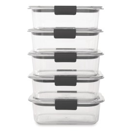 Rubbermaid Brilliance Food Storage Containers BPA Free Airtight Lids Ideal for Lunch Meal Prep & Leftovers Set of 5 (3.2 Cup)