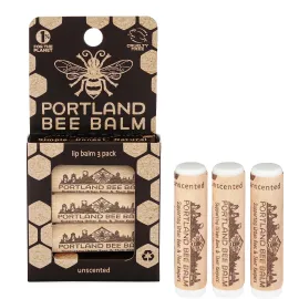 Portland Bee Balm All Natural Handmade Beeswax Based Lip Balm, Unscented 3 Count Portland Bee Balm All Natural Handmade Beeswax Based Lip Balm, Unscented 3 Count