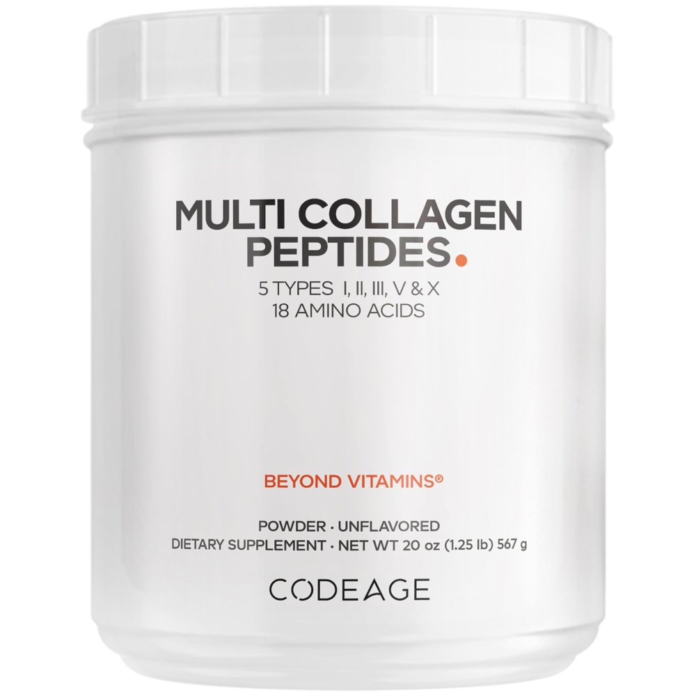 Codeage Multi Collagen Protein Powder Peptides, Hydrolyzed Collagen for Women & Men, Collagen Supplements, Grass Fed Bone Broth, 2-Month Supply, Unflavored, Type 1, 2, 3, 5 & 10, Non-GMO - 20 OZ Codeage Multi Collagen Protein Powder Peptides, Hydrolyzed Collagen for Women & Men, Collagen Supplements, Grass Fed Bone Broth, 2-Month Supply, Unflavored, Type 1, 2, 3, 5 & 10, Non-GMO - 20 OZ