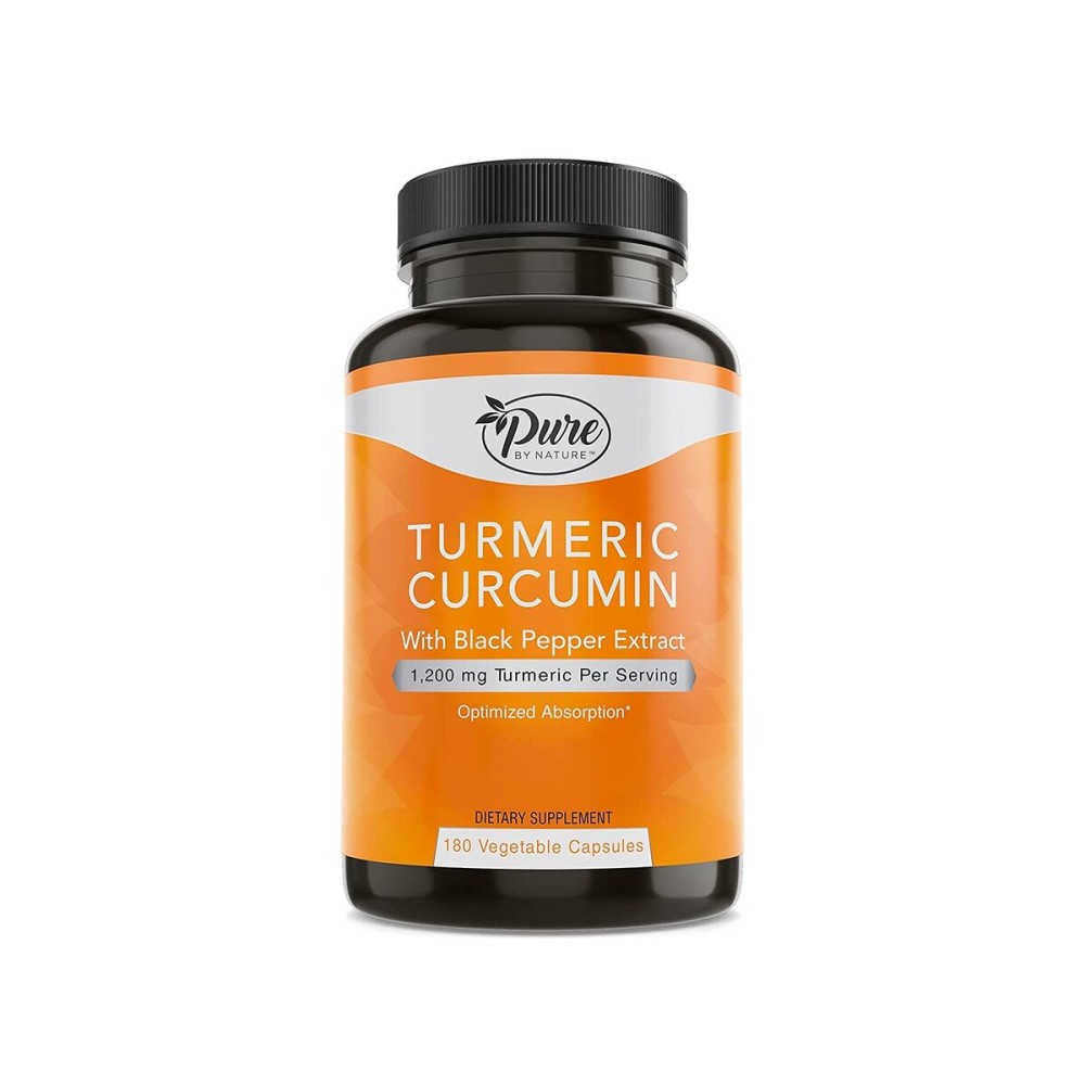 Pure By Nature Turmeric Curcumin with Black Pepper Extract 10 mg Capsules, 1200 mg per Serving, Organic, High Absorption Antioxidant Support (180 Count) Pure By Nature Turmeric Curcumin with Black Pepper Extract 10 mg Capsules, 1200 mg per Serving, Organic, High Absorption Antioxidant Support (180 Count)
