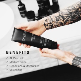 Pacinos Styling Gel - Medium Shine All Day Hold, Conditions and Moisturizes Hair while Adding Volume and Texture, No Dry Flakes or Residue, All Hair Types, 8 fl. Oz