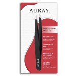 Eyebrow Tweezers Stainless Steel Facial Hair Removal Tweezers for Men & Women in Black with Slanted Tip for Easy Plucking by AURAY