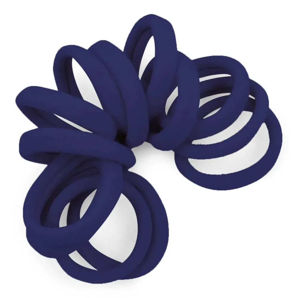 Cyndibands Seamless Hair Ties - Navy Blue - Gentle Hair Ties No Damage, Standard Size 1.5 Inch, Soft and Stretchy Nylon Fabric Ponytail Holders - 12 Count