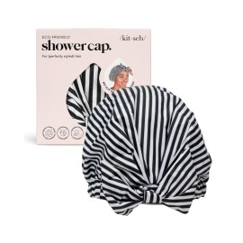 Kitsch Luxury Shower Caps for Women Reusable Waterproof - Large Shower Cap for Women and Men, Non-slip, Quick-dry Hair Cap for Long & Short Hair, Comfortable and Stylish Design - Stripe Kitsch Luxury Shower Caps for Women Reusable Waterproof - Large Shower Cap for Women and Men, Non-slip, Quick-dry Hair Cap for Long & Short Hair, Comfortable and Stylish Design - Stripe