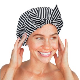 Kitsch Luxury Shower Caps for Women Reusable Waterproof - Large Shower Cap for Women and Men, Non-slip, Quick-dry Hair Cap for Long & Short Hair, Comfortable and Stylish Design - Stripe Kitsch Luxury Shower Caps for Women Reusable Waterproof - Large Shower Cap for Women and Men, Non-slip, Quick-dry Hair Cap for Long & Short Hair, Comfortable and Stylish Design - Stripe