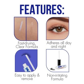 DUO Quick-Set Strip Lash Adhesive - Clear, Waterproof, Long-Lasting Lash Glue, Fast-Drying for False Lashes, 0.18 oz, 1-Pack