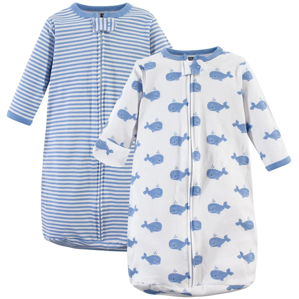 Hudson Baby Unisex Baby Cotton Long-Sleeve Wearable Sleeping Bag, Sack, Blanket, Blue Whales, 0-3 Months Hudson Baby Unisex Baby Cotton Long-Sleeve Wearable Sleeping Bag, Sack, Blanket, Blue Whales, 0-3 Months