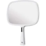 MIRRORVANA Large Hand Held Mirror with Comfy Handle for Women and Men - Personal Barber Haircut Mirror to See Back of Head - Espejo de Mano - 9 x 13 (White)