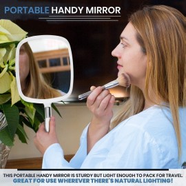 MIRRORVANA Large Hand Held Mirror with Comfy Handle for Women and Men - Personal Barber Haircut Mirror to See Back of Head - Espejo de Mano - 9 x 13 (White) MIRRORVANA Large Hand Held Mirror with Comfy Handle for Women and Men - Personal Barber Haircut Mirror to See Back of Head - Espejo de Mano - 9 x 13 (White)