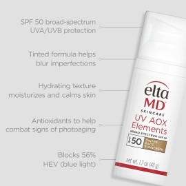 EltaMD UV AOX Elements Tinted Mineral Face Sunscreen Lotion, Tinted Moisturizer for Face SPF 50 with Antioxidants, For Dry Sensitive Skin 1.7 oz Pump EltaMD UV AOX Elements Tinted Mineral Face Sunscreen Lotion, Tinted Moisturizer for Face SPF 50 with Antioxidants, For Dry Sensitive Skin 1.7 oz Pump