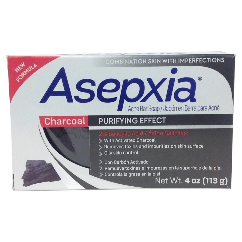 Asepxia with Activated Charcoal Purifying Effect Acne Treatment Bar Soap with Salicylic Acid, 4 Ounce