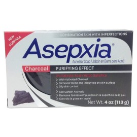 Asepxia with Activated Charcoal Purifying Effect Acne Treatment Bar Soap with Salicylic Acid, 4 Ounce