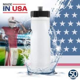 50 Strong Sports Water Bottles 6-Pack - Reusable 22 oz BPA-Free Plastic Bottles with Pull Top Cap - Made in USA - Top Rack Dishwasher Safe - Fits Most Bike Cages Brand - Clear 50 Strong Sports Water Bottles 6-Pack - Reusable 22 oz BPA-Free Plastic Bottles with Pull Top Cap - Made in USA - Top Rack Dishwasher Safe - Fits Most Bike Cages Brand - Clear