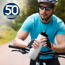 50 Strong Sports Water Bottles 6-Pack - Reusable 22 oz BPA-Free Plastic Bottles with Pull Top Cap - Made in USA - Top Rack Dishwasher Safe - Fits Most Bike Cages Brand - Clear 50 Strong Sports Water Bottles 6-Pack - Reusable 22 oz BPA-Free Plastic Bottles with Pull Top Cap - Made in USA - Top Rack Dishwasher Safe - Fits Most Bike Cages Brand - Clear