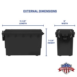 Sheffield 12629 Ammo Storage Box, Stackable .30 Cal Field Boxes, Water and Dust Resistant, Lockable Storage Box with Handle, Secures Hunting Gear, Supplies, and Bullets, Made in USA, Black, 1-Pack Sheffield 12629 Ammo Storage Box, Stackable .30 Cal Field Boxes, Water and Dust Resistant, Lockable Storage Box with Handle, Secures Hunting Gear, Supplies, and Bullets, Made in USA, Black, 1-Pack