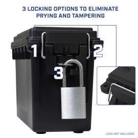 Sheffield 12629 Ammo Storage Box, Stackable .30 Cal Field Boxes, Water and Dust Resistant, Lockable Storage Box with Handle, Secures Hunting Gear, Supplies, and Bullets, Made in USA, Black, 1-Pack Sheffield 12629 Ammo Storage Box, Stackable .30 Cal Field Boxes, Water and Dust Resistant, Lockable Storage Box with Handle, Secures Hunting Gear, Supplies, and Bullets, Made in USA, Black, 1-Pack