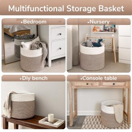 Goodpick Large Cotton Rope Basket, Blanket Basket Living Room 15.8x15.8x13.8 Baby Toy Storage, Woven Storage, Nursery Bin