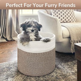 Goodpick Large Cotton Rope Basket, Blanket Basket Living Room 15.8x15.8x13.8 Baby Toy Storage, Woven Storage, Nursery Bin