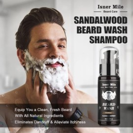 Isner Mile Beard Kit for Men, Grooming & Trimming Set with Beard Wash Shampoo, Oil, Balm, Brush, Comb, Scissors & Storage Bag, Fathers Birthday Gifts Valentines Gifts for Him Dad Men Boyfriend