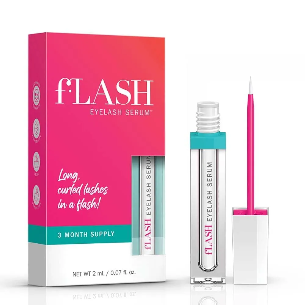 fLASH Eyelash Serum for Long, Curled Natural Lashes - Enhances & Strengthens, Safe & Effective Formula for Contact Wearers & Sensitive Eyes, 3 Month Supply - 2mL (0.07 Fl Oz) fLASH Eyelash Serum for Long, Curled Natural Lashes - Enhances & Strengthens, Safe & Effective Formula for Contact Wearers & Sensitive Eyes, 3 Month Supply - 2mL (0.07 Fl Oz)