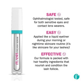 fLASH Eyelash Serum for Long, Curled Natural Lashes - Enhances & Strengthens, Safe & Effective Formula for Contact Wearers & Sensitive Eyes, 3 Month Supply - 2mL (0.07 Fl Oz) fLASH Eyelash Serum for Long, Curled Natural Lashes - Enhances & Strengthens, Safe & Effective Formula for Contact Wearers & Sensitive Eyes, 3 Month Supply - 2mL (0.07 Fl Oz)