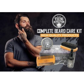 Viking Revolution Beard Care Kit for Men - Kit includes 100% Boar Beard Brush, Wooden Comb, Beard Balm, Beard Oil, Beard & Mustache Scissors in a Metal Box Viking Revolution Beard Care Kit for Men - Kit includes 100% Boar Beard Brush, Wooden Comb, Beard Balm, Beard Oil, Beard & Mustache Scissors in a Metal Box
