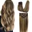 GOO GOO Clip in Hair Extensions Real Human Hair, Remy Human Hair Extensions Clip ins for Women, Natural Human Hair, 18inch 120g 7Pcs, 4/27/4 Balayage Chocolate Brown to Caramel Blonde