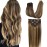 GOO GOO Clip in Hair Extensions Real Human Hair, Remy Human Hair Extensions Clip ins for Women, Natural Human Hair, 16inch 120g 7Pcs, 4/27/4 Balayage Chocolate Brown to Caramel Blonde