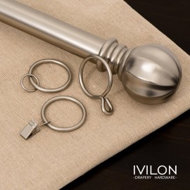 Ivilon Drapery Curtain Clip Rings - Clips Ring for Curtain Panels 1.7, Set of 14 - Brushed Nickel Ivilon Drapery Curtain Clip Rings - Clips Ring for Curtain Panels 1.7, Set of 14 - Brushed Nickel