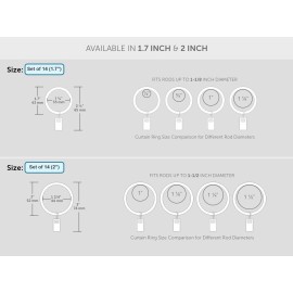 Ivilon Drapery Curtain Clip Rings - Clips Ring for Curtain Panels 1.7, Set of 14 - Brushed Nickel Ivilon Drapery Curtain Clip Rings - Clips Ring for Curtain Panels 1.7, Set of 14 - Brushed Nickel
