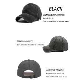 Unisex Vintage Washed Distressed Baseball Cap Twill Adjustable Dad Hat,G-black,One Size Unisex Vintage Washed Distressed Baseball Cap Twill Adjustable Dad Hat,G-black,One Size