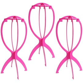 Dreamlover Wig Head Stand, Wig Holder, Hot Pink, 3 Packs