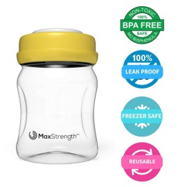 Max Strength Pro Breastmilk Bottles 6pc Set with Leak Proof Lids, 6.oz 180ml Reusable Wide Neck Bottles Best for Breast Milk Collection & Storage Solution, BPA Free, Fits Spectra & Avent Models Max Strength Pro Breastmilk Bottles 6pc Set with Leak Proof Lids, 6.oz 180ml Reusable Wide Neck Bottles Best for Breast Milk Collection & Storage Solution, BPA Free, Fits Spectra & Avent Models