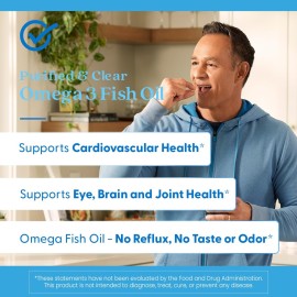 Doctor\'s Best Purified & Clear Omega 3 Fish Oil with Goldenomega, Supports Heart, Eye, Brain, & Joint Health, Non-GMO, Gluten Free 120 Marine Softgels