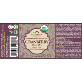 US Organic Cranberry Seed Oil, USDA Certified Organic,100% Pure & Natural, Cold Pressed Virgin, Unrefined in Amber Glass Bottle w/Glass Eyedropper for Easy Application (1 oz (30 ml)) US Organic Cranberry Seed Oil, USDA Certified Organic,100% Pure & Natural, Cold Pressed Virgin, Unrefined in Amber Glass Bottle w/Glass Eyedropper for Easy Application (1 oz (30 ml))