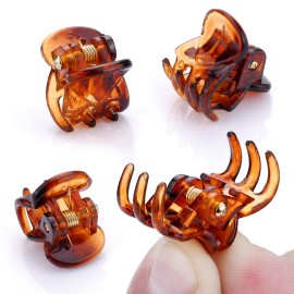 JANYUN 48Pcs Mini Hair Claw Clips, Black Brown Small Hair Clips for Girls Women Fine Hair Plastic Multifunction Clamp Clips Hair Accessories Gifts